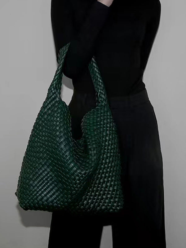 Solid Color Woven Bags Handbags