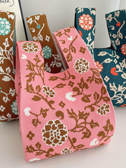 Floral Printed Bags Accessories Woven Handbag