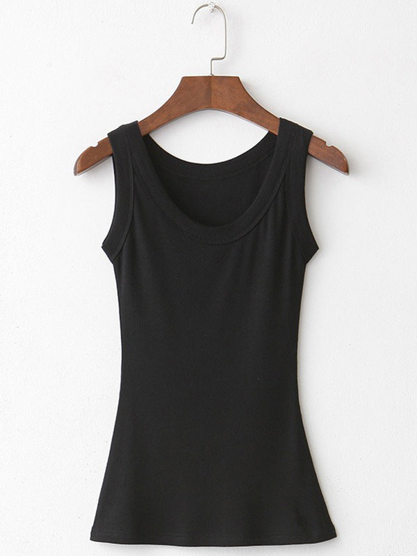 5 Colors Simple Solid Color Sleeveless Vest Top