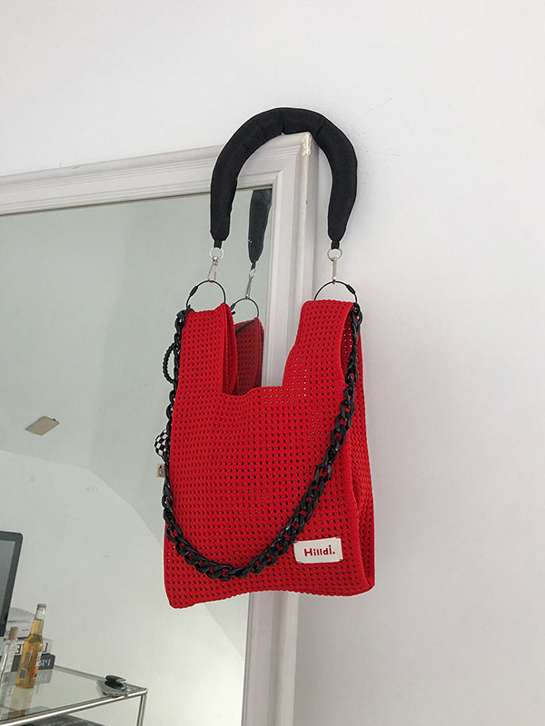 Cadenas Bolsos de hombro tejidos huecos Bolsos 