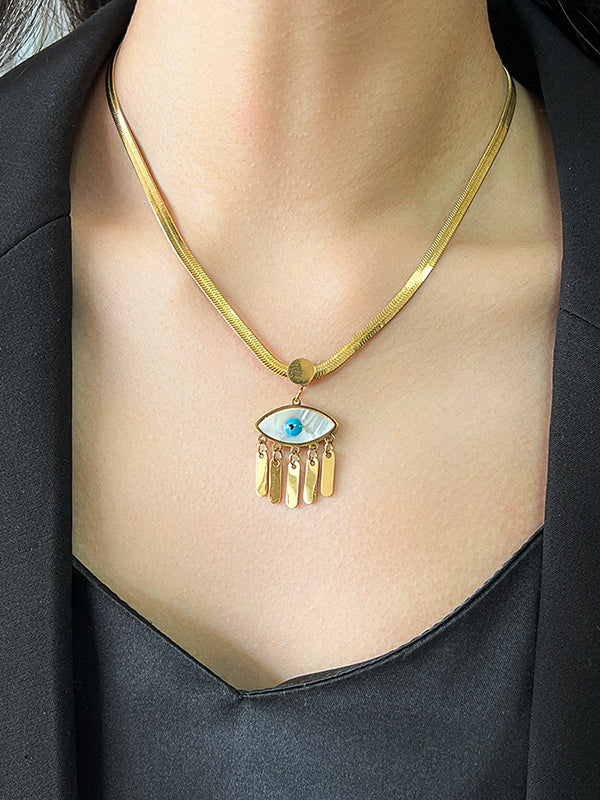 Adjustable Eye Shape Geometric Tasseled Necklaces Accessories