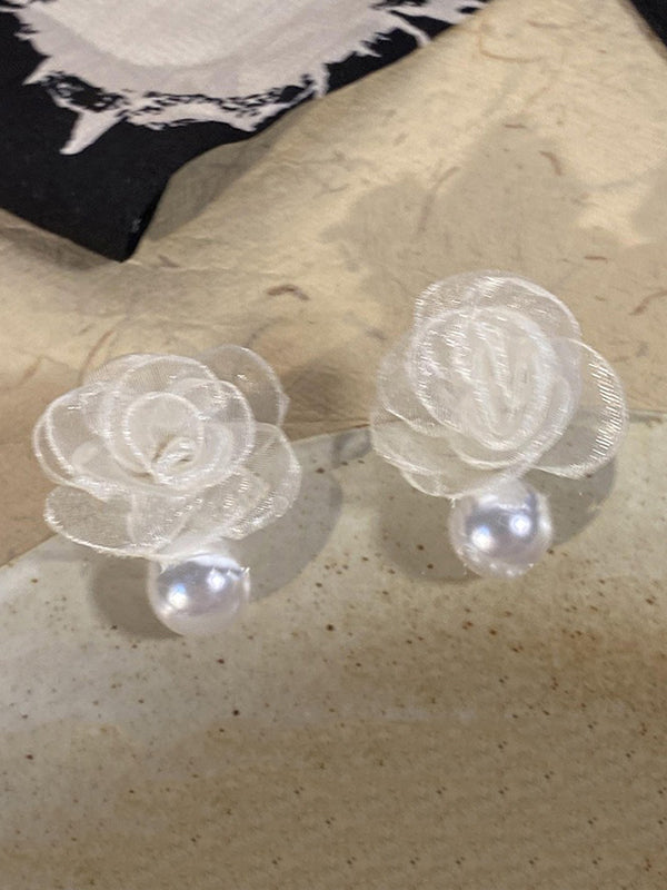 Flower Shape Gauze Earrings Accessories