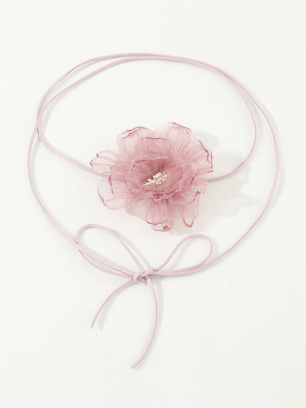 Flower Shape Gauze Dainty Necklace Necklaces Accessories