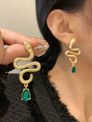 Contrast Color Rhinestone Snake Shape Eardrop Accessories