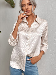 Urban Leopard Long Sleeves Lapel Blouse