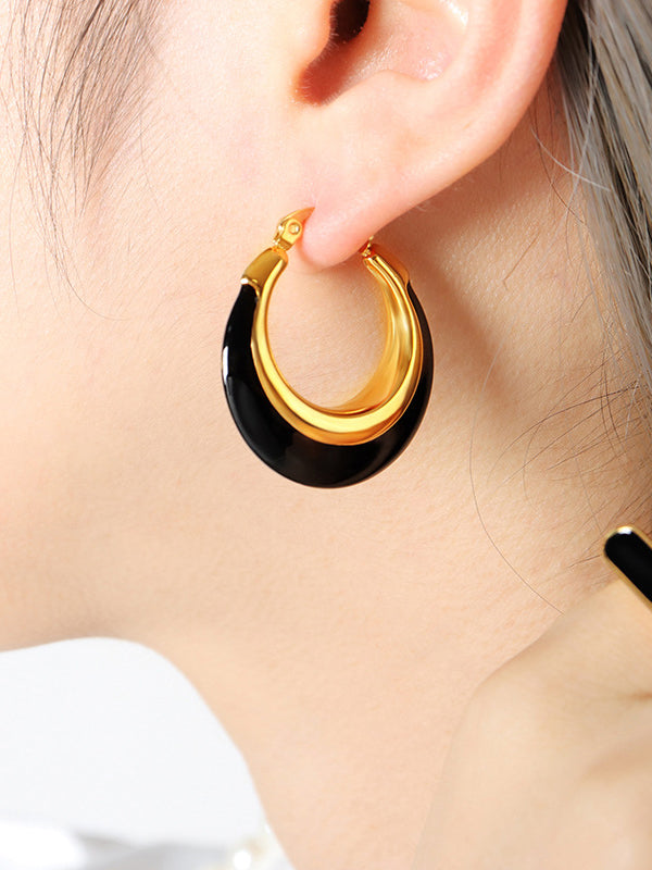 Contrast Color Geometric Split-Joint Earrings Accessories