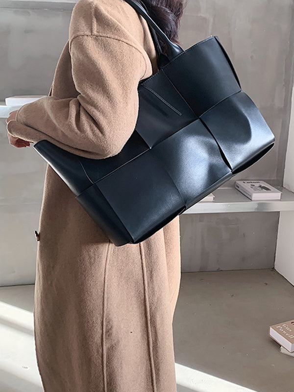 Solid Color Split-Joint Bags Handbags Tote Bags