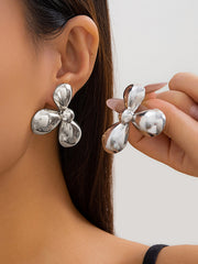 Flower Shape Solid Color Drop Earrings