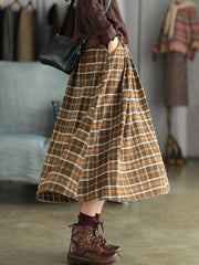 Artistic Retro Plaid A-Line Skirt