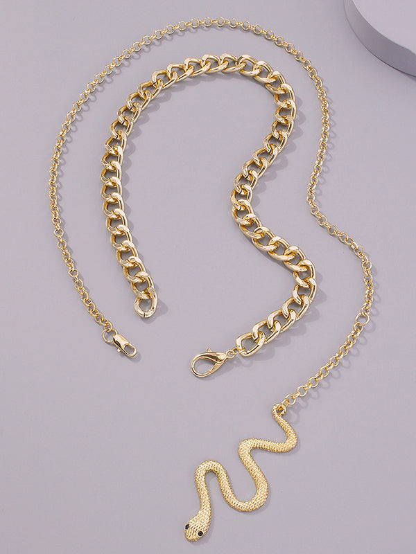 Two Pieces Chains Snake Shape Necklaces Accessories