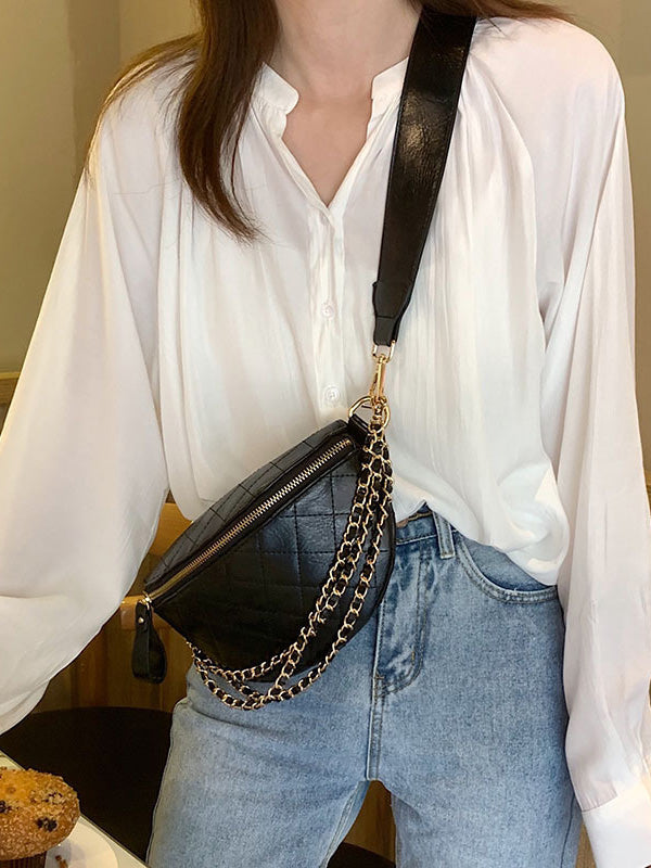 Bolso bandolera con cremallera y cadenas Cool Chic 