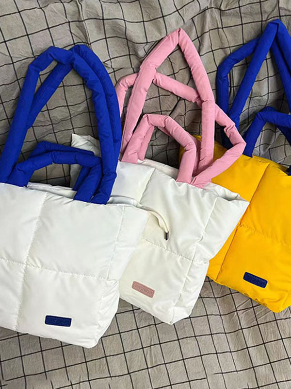 Contrast Color Split-Joint Padded Bags Handbags Tote Bags