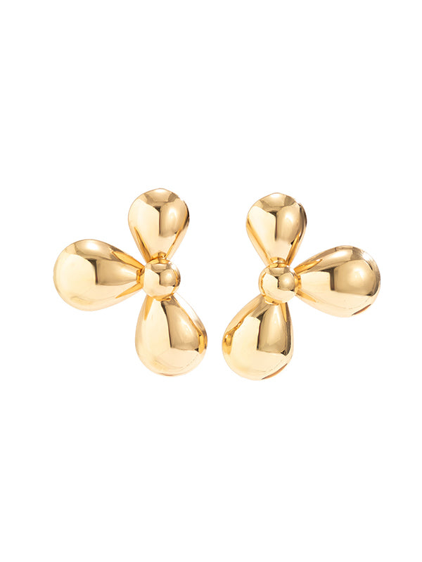 Flower Shape Solid Color Drop Earrings