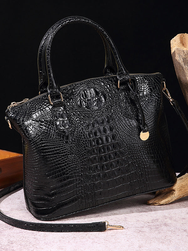 Alligator Print Pleated Split-Joint Bags Handbags