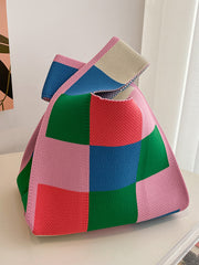 Casual Checkerboard Contrast Color Color-Block Bags Accessories Handbags