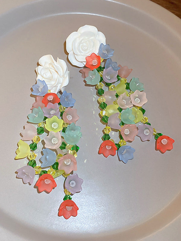 Statement Multi-Colored Floral Earrings Accessories