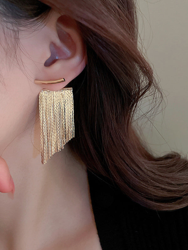 Solid Color Tasseled Eardrop Earrings Accessories