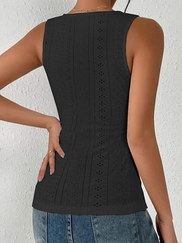 Skinny Sleeveless Solid Color Skinny Deep V-Neck Vest Top