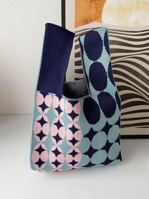 Original Weave Contrast Color Polka-Dot Bags Accessories