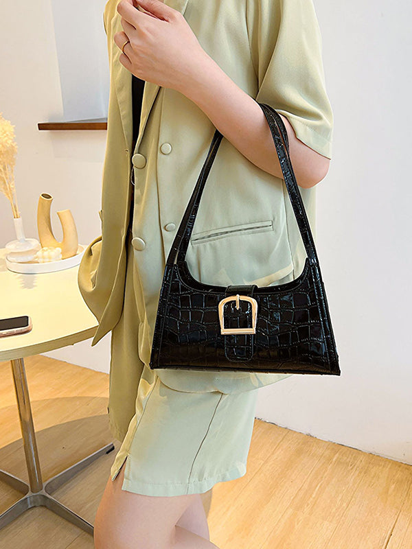 Buckle Crocodile Pattern Bags Handbags