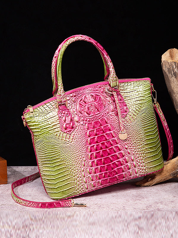 Alligator Print Pleated Split-Joint Bags Handbags