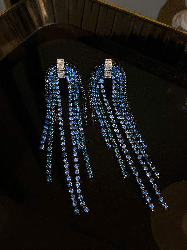 Urban Blue Tasseled Earring