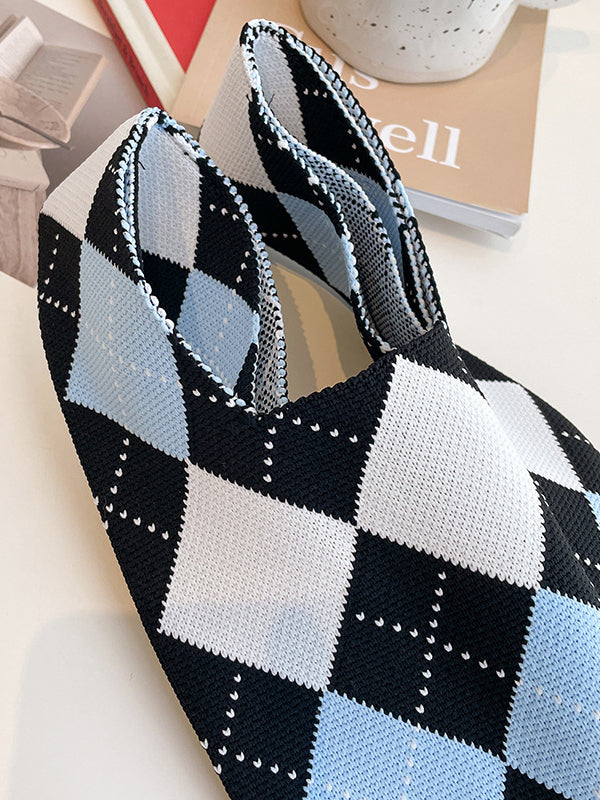 Urban Checkerboard Contrast Color Color-Block Bags Accessories Handbags