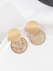 Elegant Marble Round Earrings