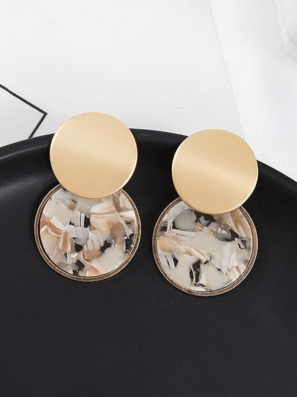 Elegant Marble Round Earrings