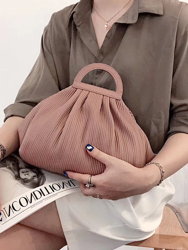 Pleated Solid Color Split-Joint Bags Crossbody Bags