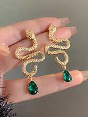 Contrast Color Rhinestone Snake Shape Eardrop Accessories