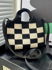 Checkerboard Crossbody Bags Woven Handbag