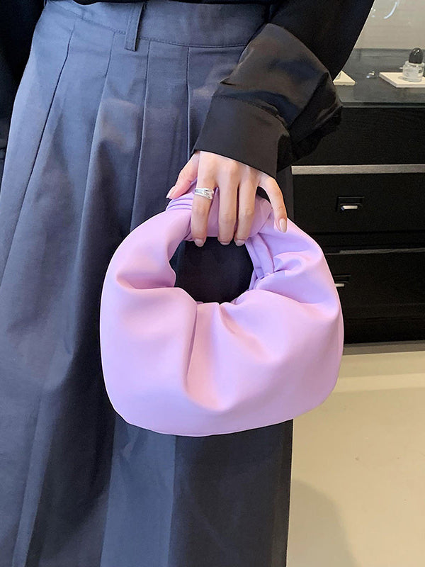 Bowknot Pleated Solid Color Handbags Accessories