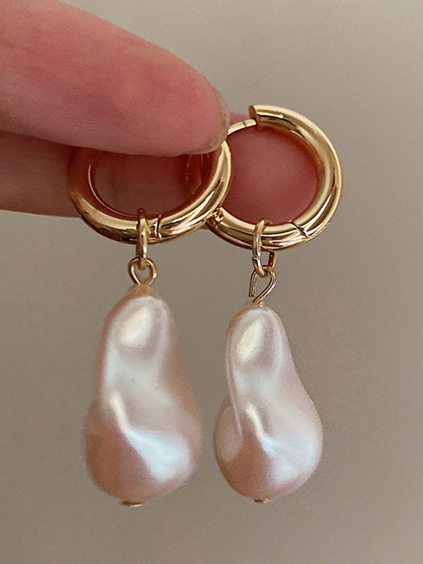 Irregularity Imitation Pearl Contrast Color Earrings Accessories