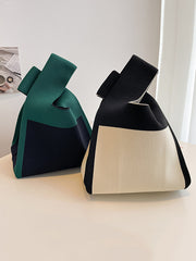 Simple Knitting Contrast Color Color-Block Bags Accessories Handbags