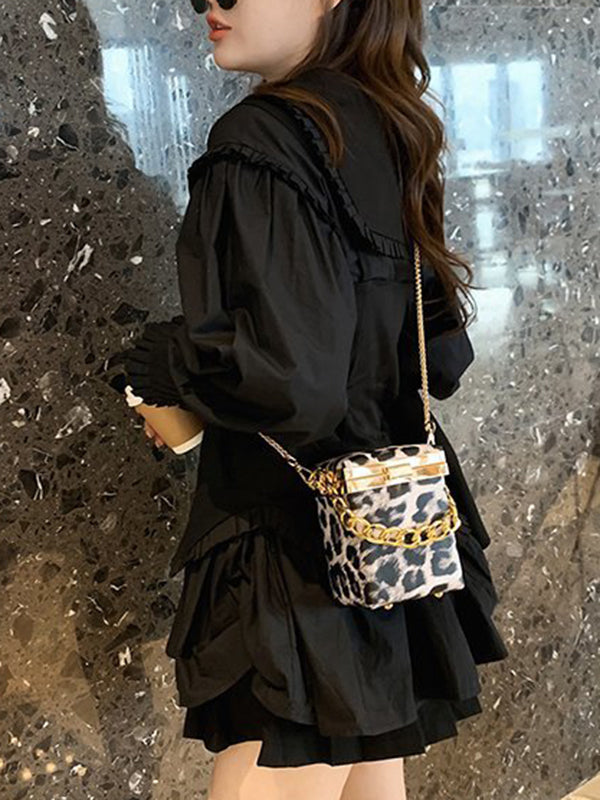 Bolsos bandolera de leopardo con cadenas 