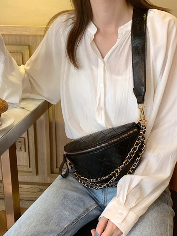 Bolso bandolera con cremallera y cadenas Cool Chic 