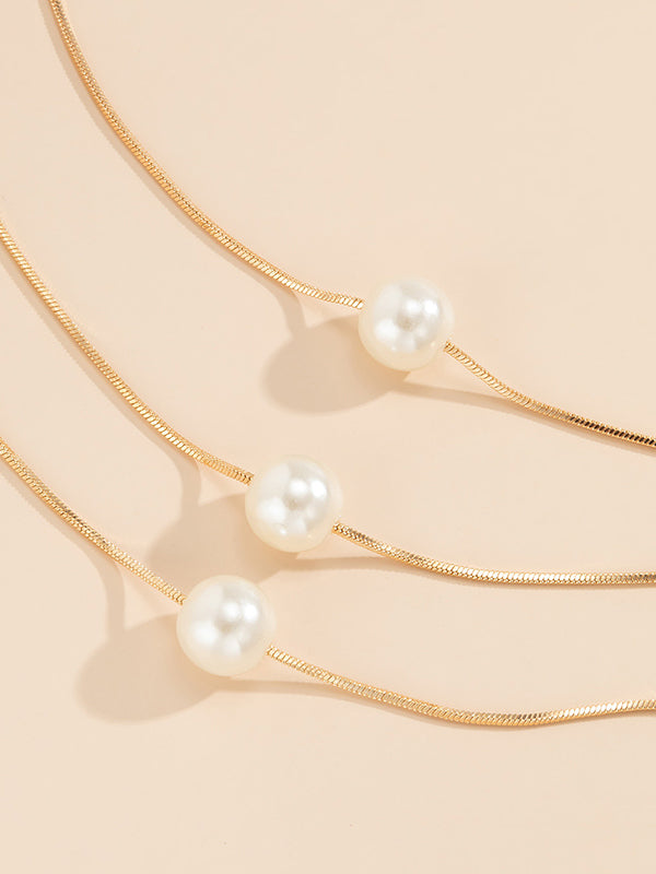 Simple Multilayer Pearl Necklaces Accessories