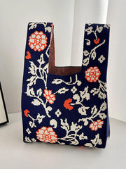 Floral Printed Bags Accessories Woven Handbag