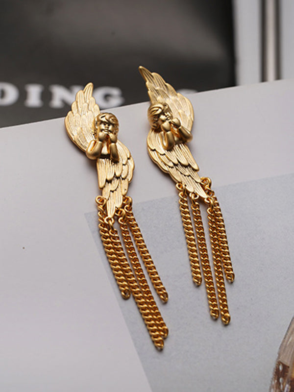 Asymmetric Tasseled Drop Earrings