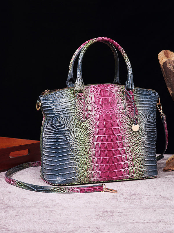 Alligator Print Pleated Split-Joint Bags Handbags