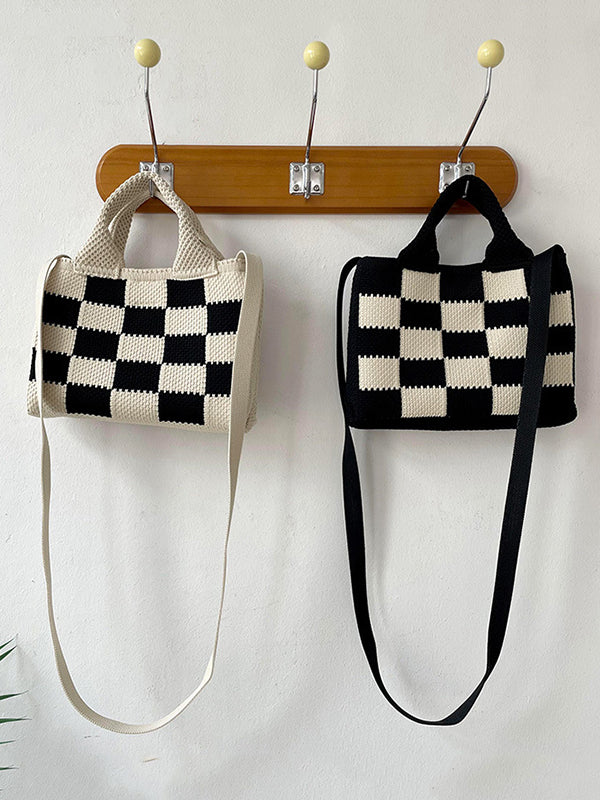 Checkerboard Crossbody Bags Woven Handbag