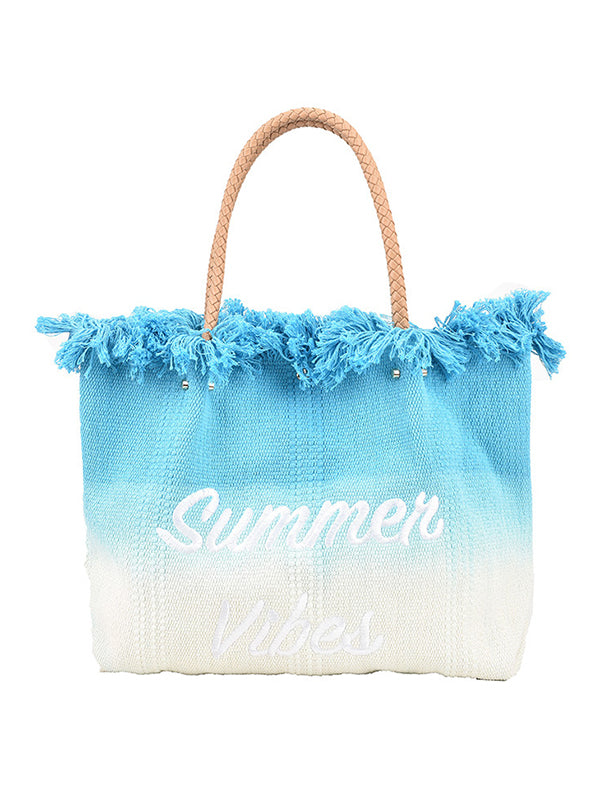 Vintage Fringed Gradient Canvas Bag