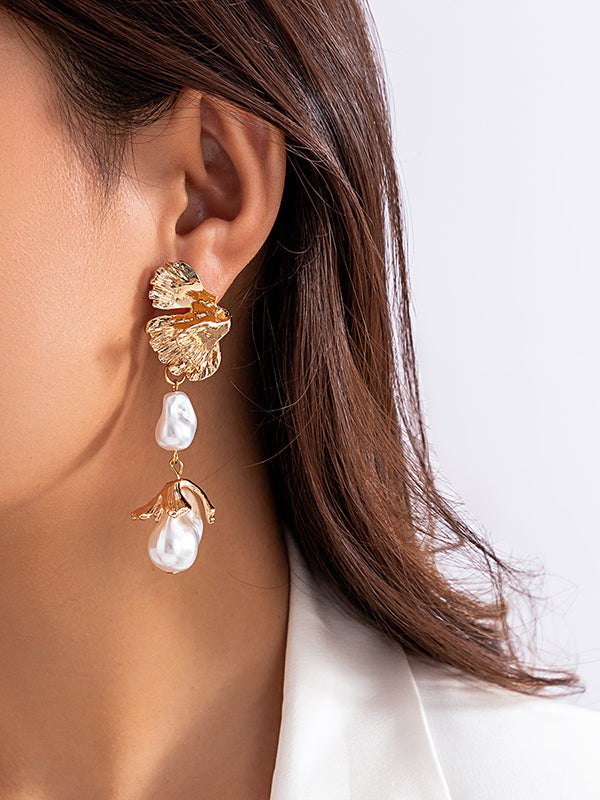 Geometric Imitation Pearls Drop Earrings