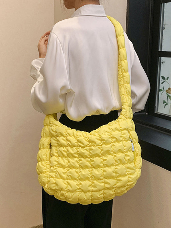 Pleated Split-Joint Crossbody Tote Bags Handbags