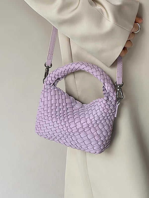 Cute Solid Color Woven Bags Handbags