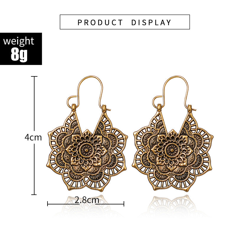 Vintage Hollow Alloy Flower Earring Accessories