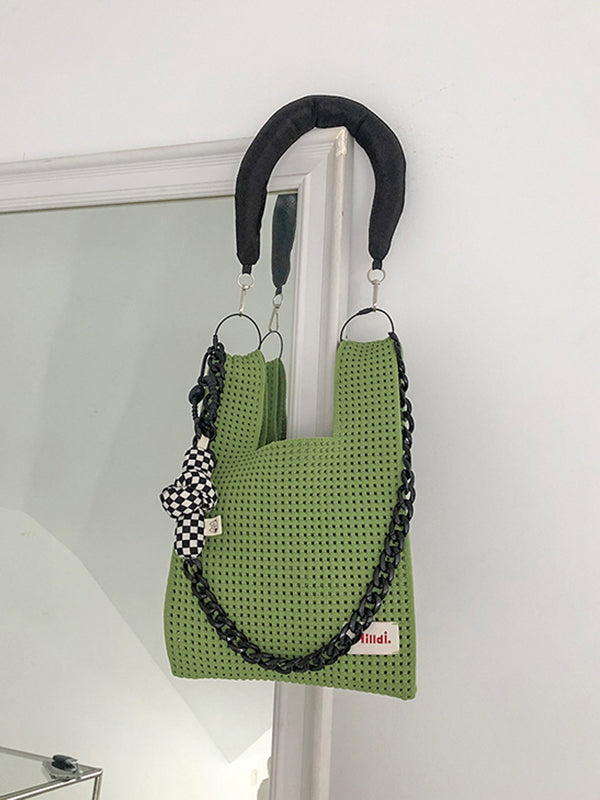 Cadenas Bolsos de hombro tejidos huecos Bolsos 