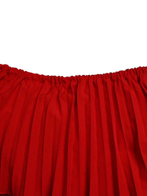 Wrap Pleated Solid Color Off-The-Shoulder Evening Dresses