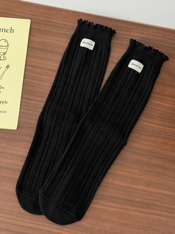 Elasticity Pleated Wood Ear Lace Socks